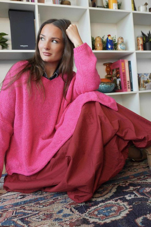  Big Softie Super Slant Knit Jumper Hot Pink 